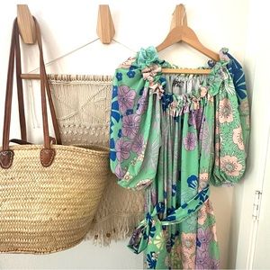 Anthropologie Floral Bohemian Boho Hippie 70’s Oopscool Maxi Dress NWT XL